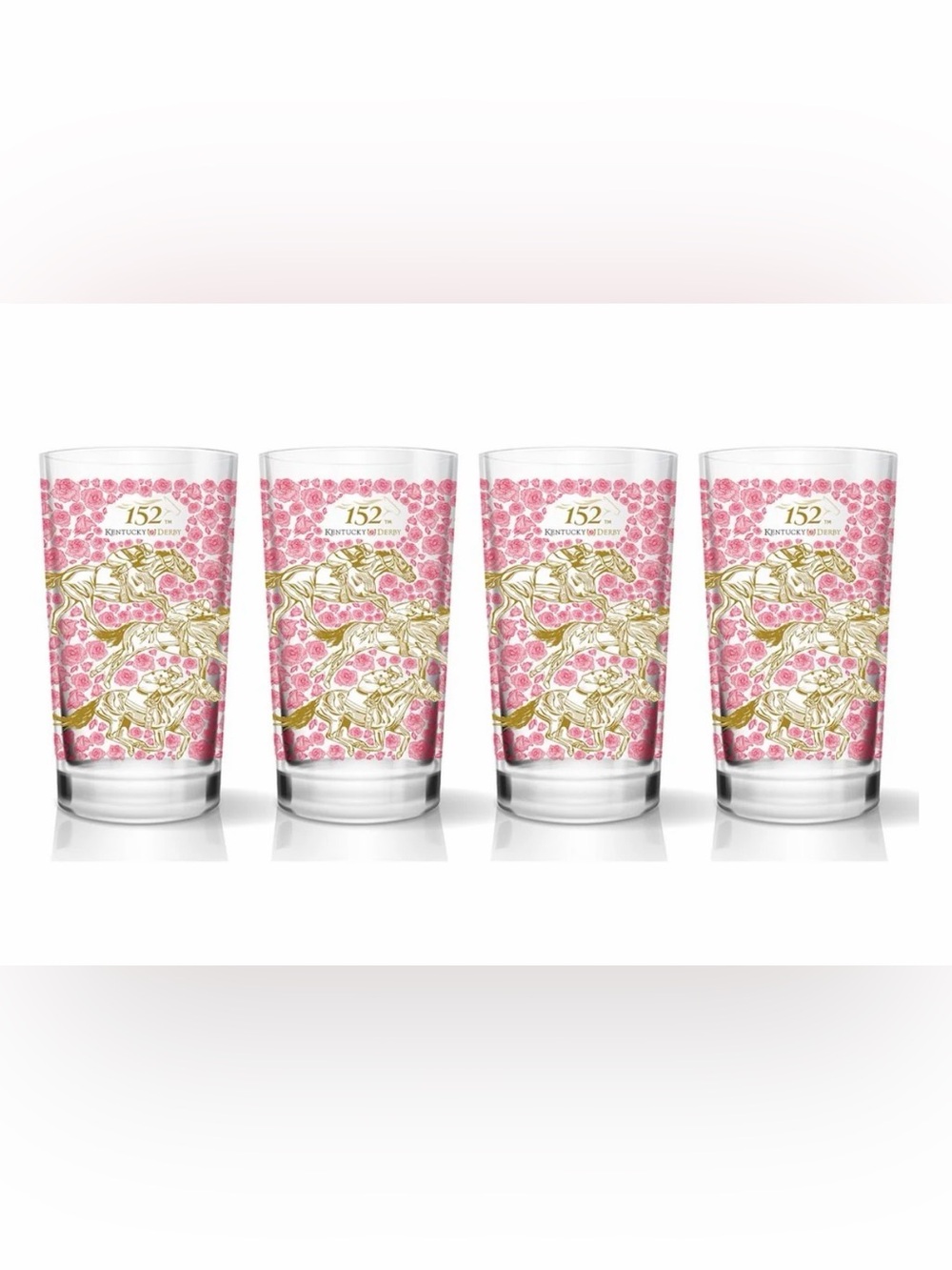 152nd Kentucky Derby Official Mint Julep Glasses 4 Churchill Downs 2026 Floral